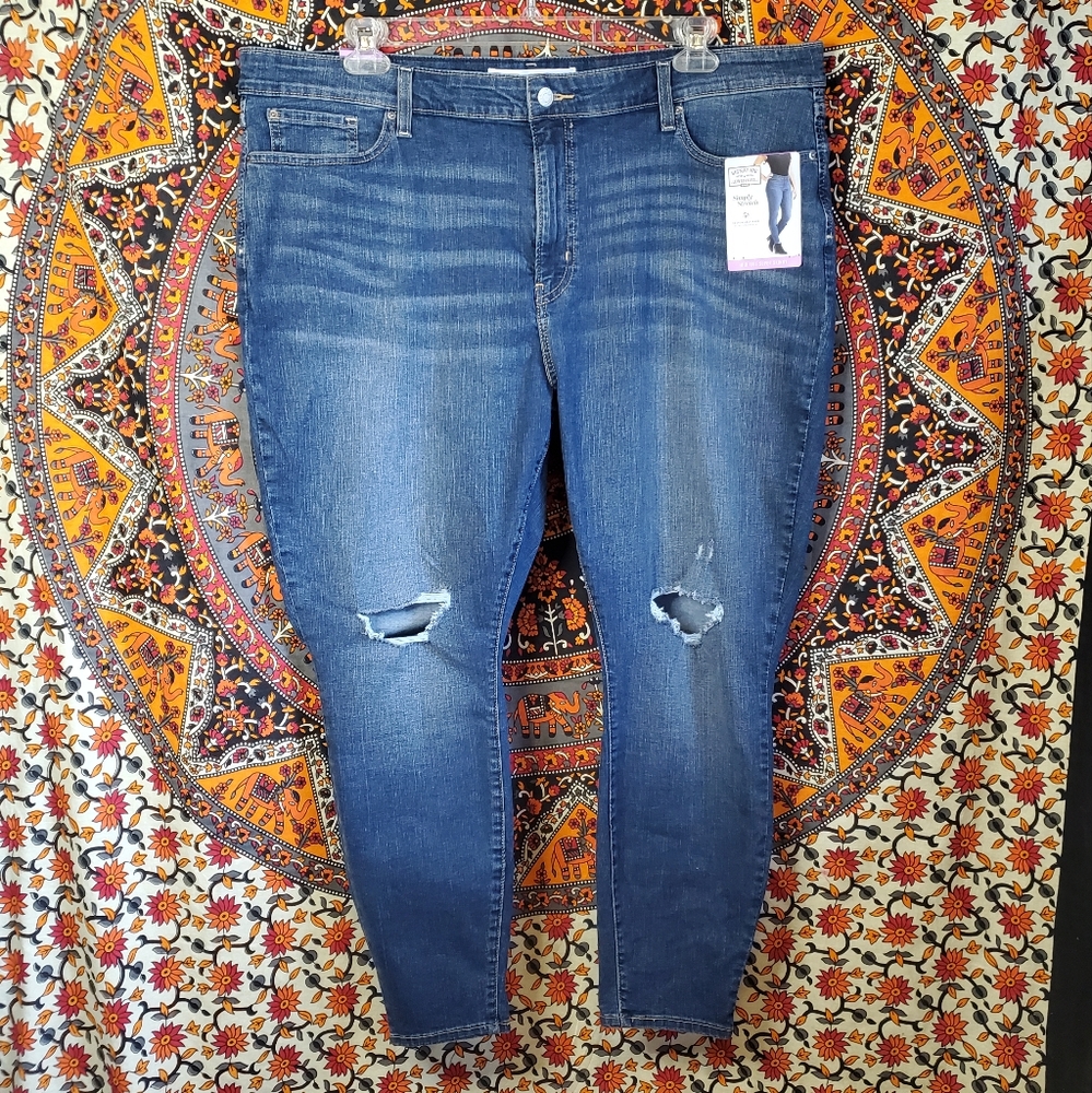 Levi's Signature Medium Wash Mid Rise Super Skinny Jeans Womens Plus 24 Short